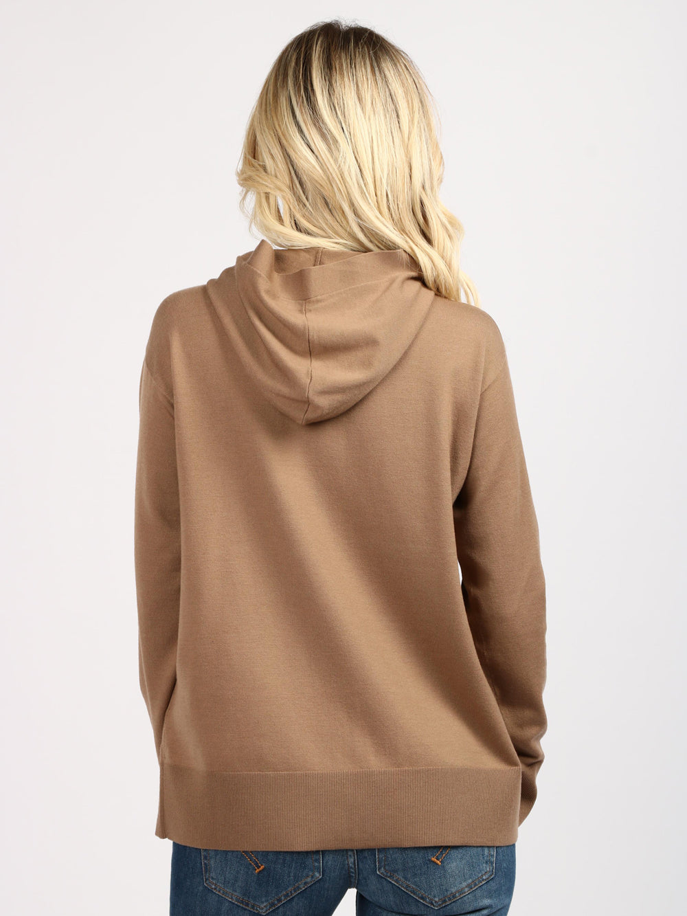 Cardigan Pordoi in Lana Vergine Cammello con Cappuccio