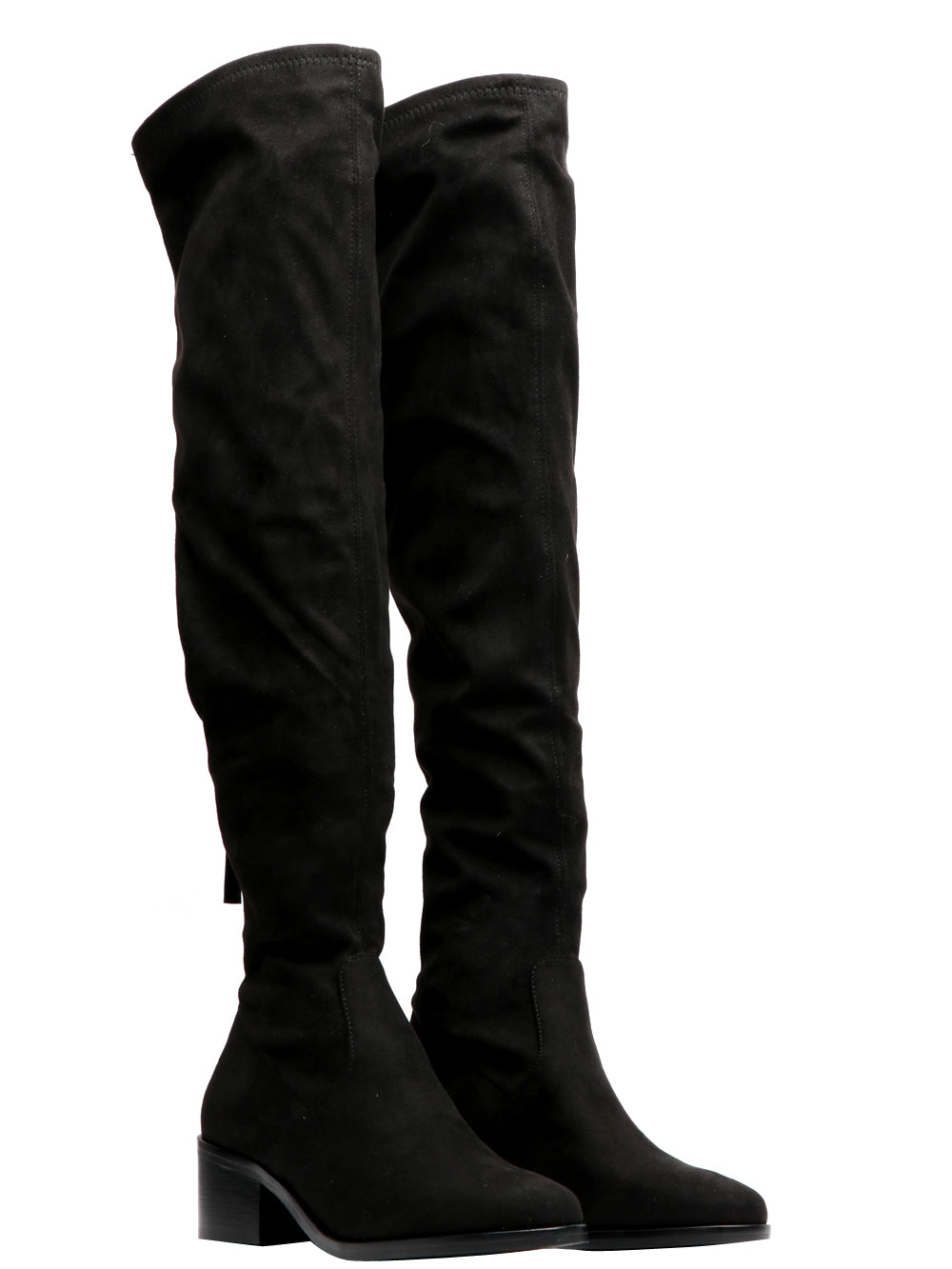 Salvador Boots in Black Suede with Square Heel