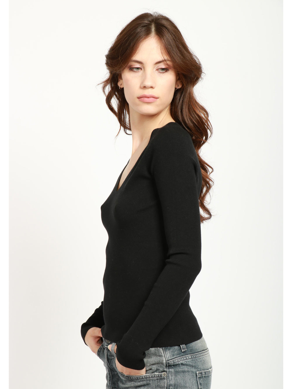 Black Cypress V-Neck Sweater