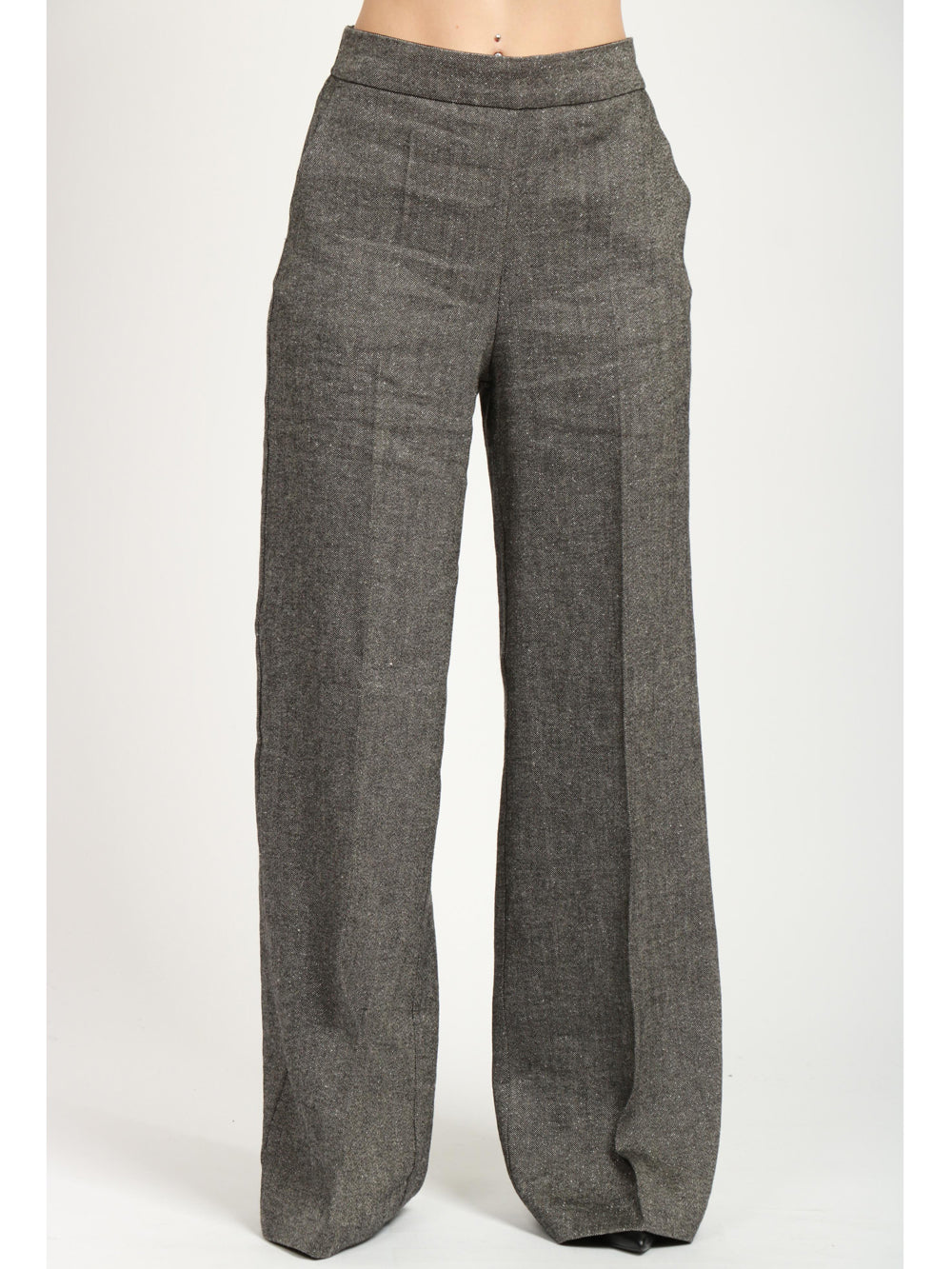 Pueblo Grey Wool Blend Pants with Lurex