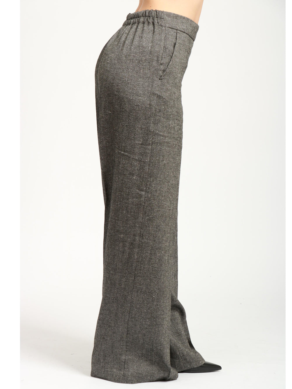 Pueblo Grey Wool Blend Pants with Lurex