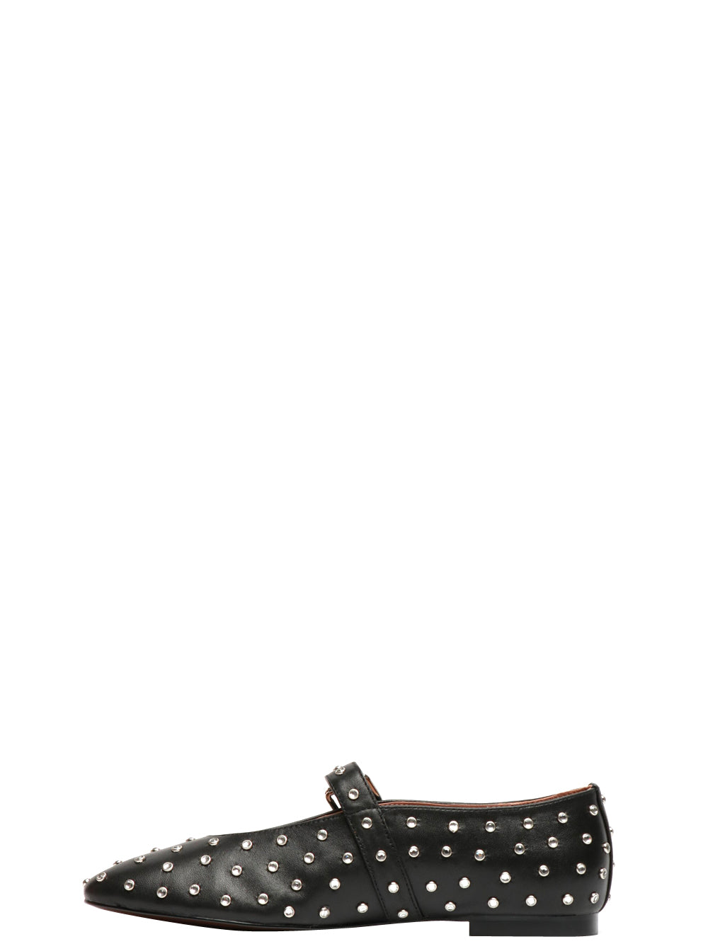 BIBI LOU Scarpe Ballerina Naila in Pelle Nere con Borchie Strass Nero