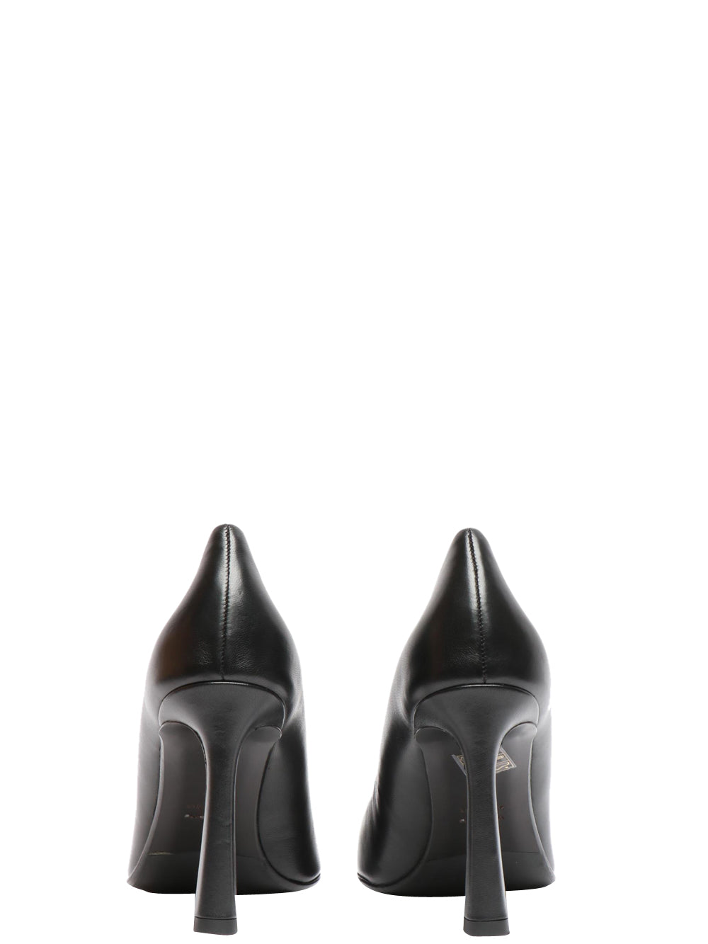 Black Leather Pointed Toe Stiletto Heel Pumps