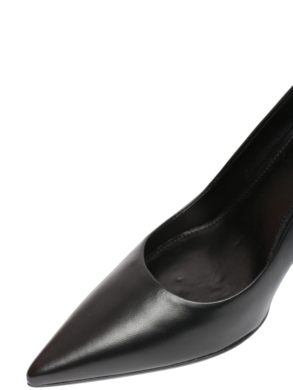 Black Leather Pointed Toe Stiletto Heel Pumps