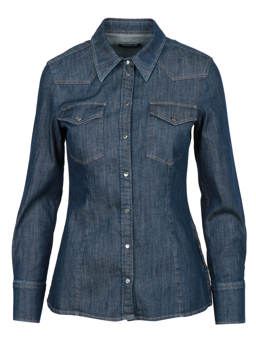 DONDUP Camicia in Denim di Cotone Blu Scuro Denim scuro