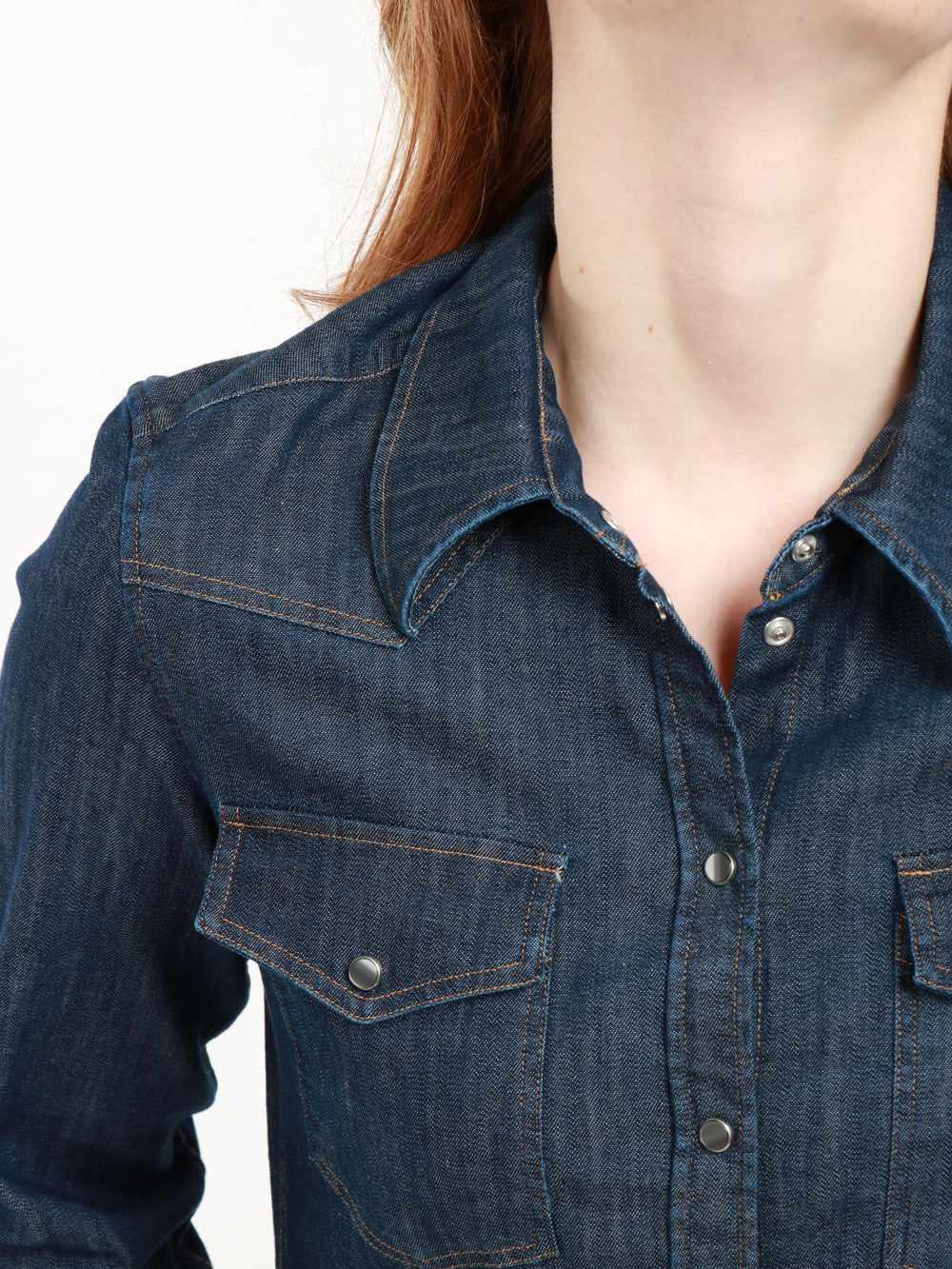 DONDUP Camicia in Denim di Cotone Blu Scuro Denim scuro