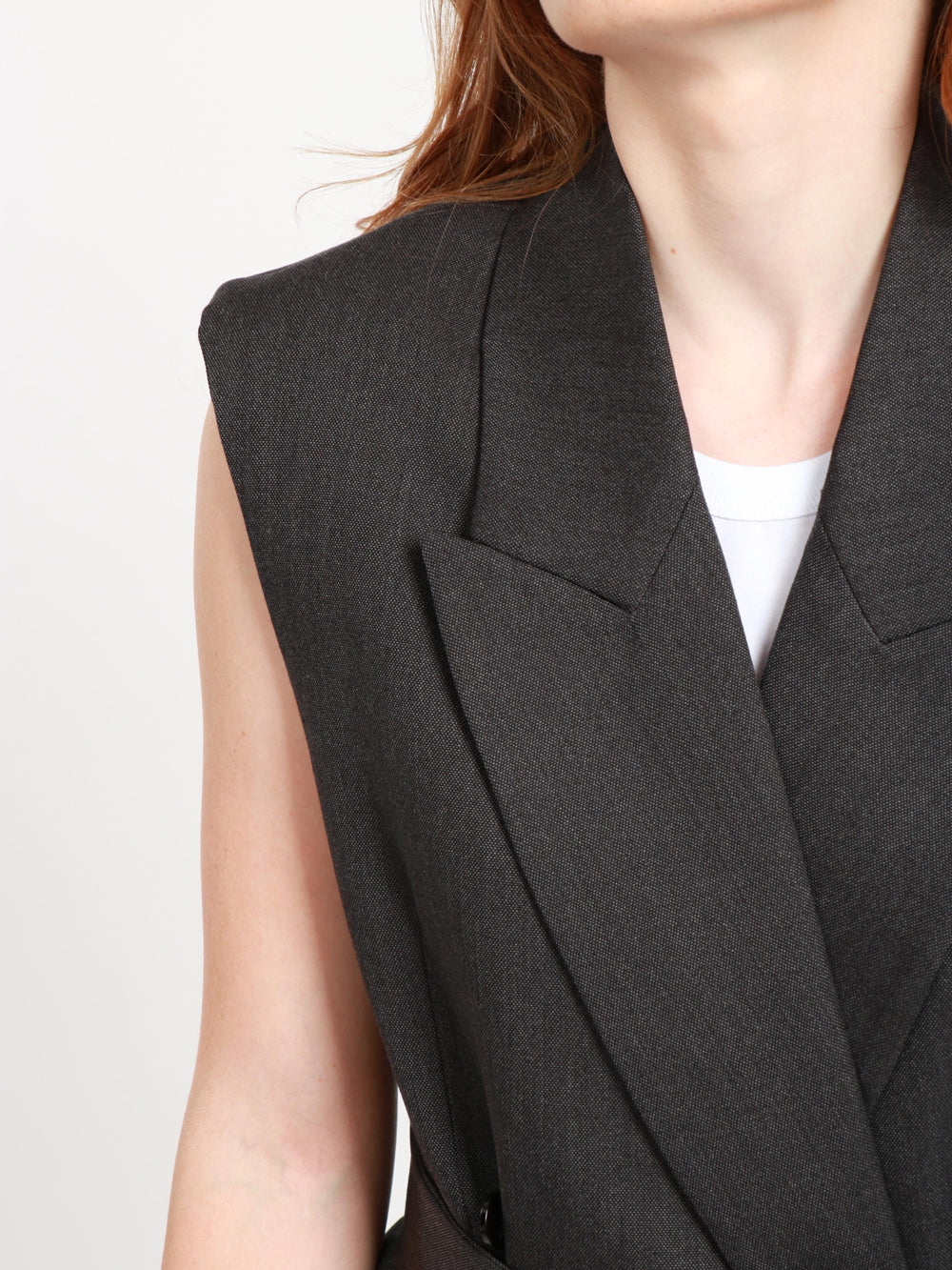 Double-breasted waistcoat in Granité Wool and Gray Cotton