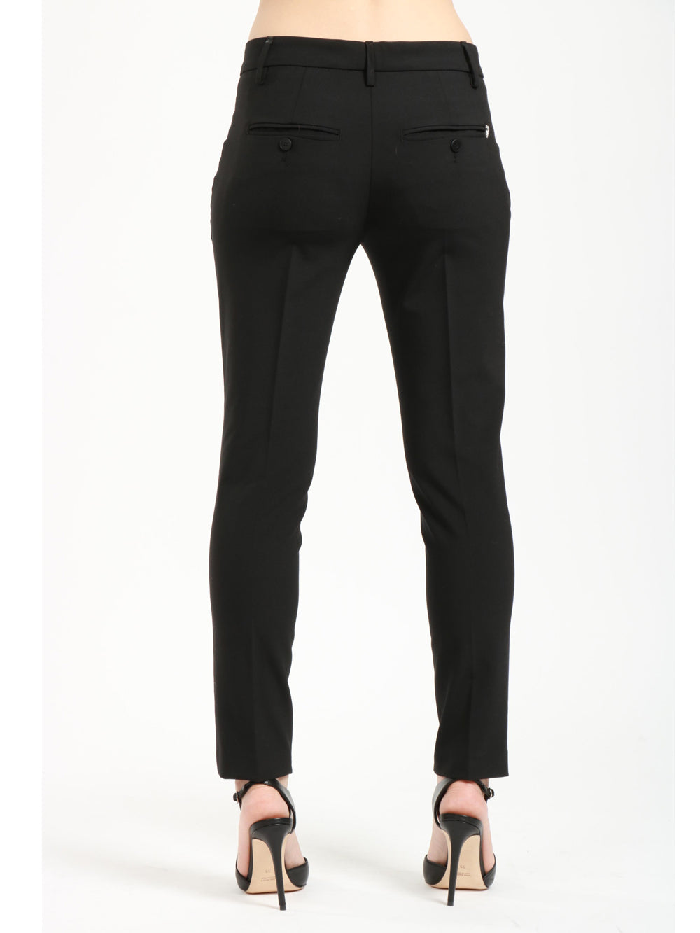 DONDUP Pantaloni Perfect in Fresco Lana Neri Nero