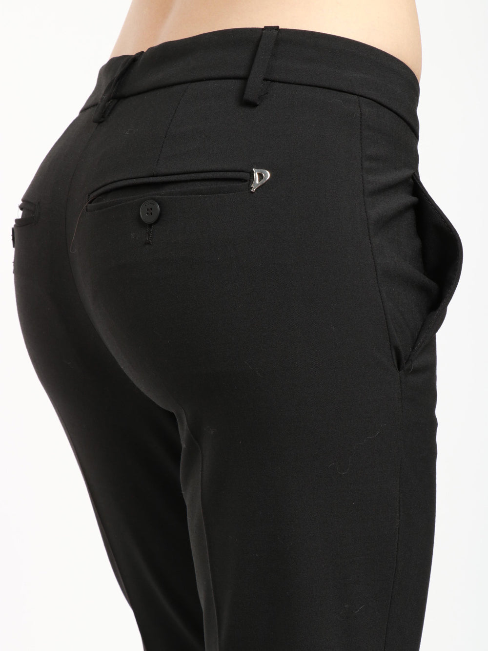 DONDUP Pantaloni Perfect in Fresco Lana Neri Nero