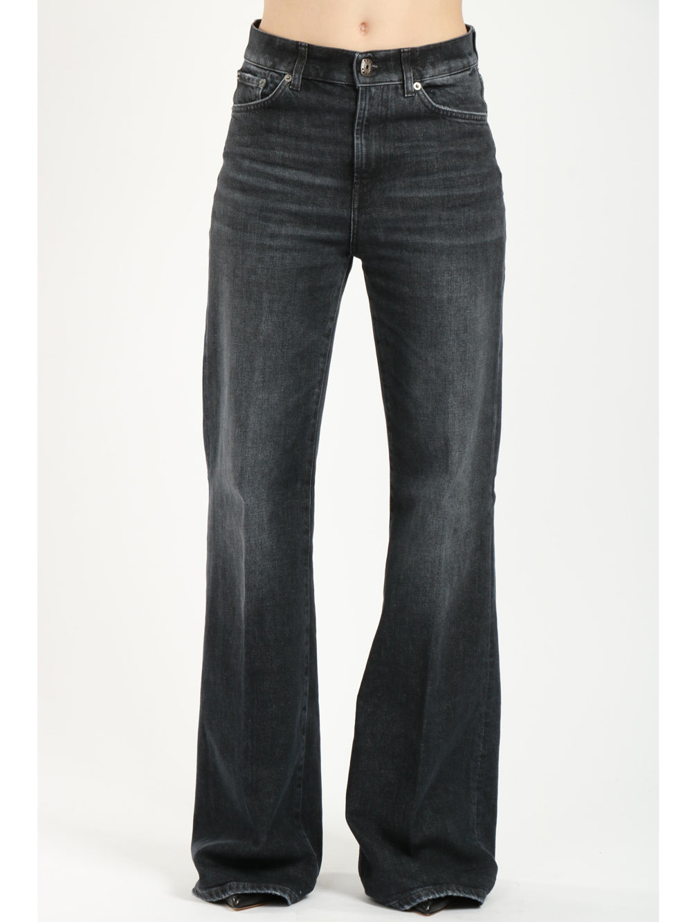 DONDUP Jeans Amber Palazzo in Denim Neri Denim Nero