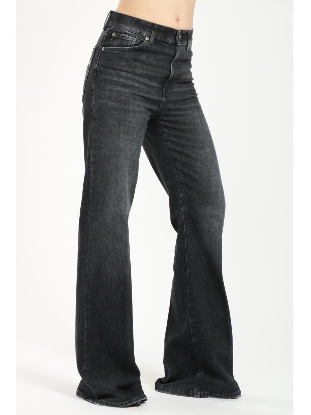 DONDUP Jeans Amber Palazzo in Denim Neri Denim Nero