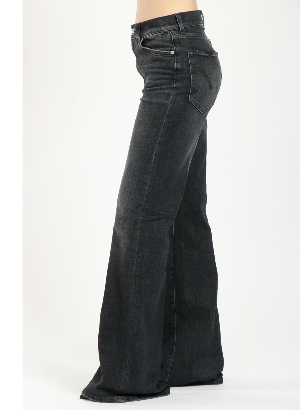 DONDUP Jeans Amber Palazzo in Denim Neri Denim Nero