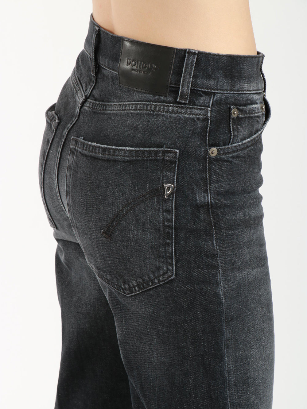 DONDUP Jeans Amber Palazzo in Denim Neri Denim Nero