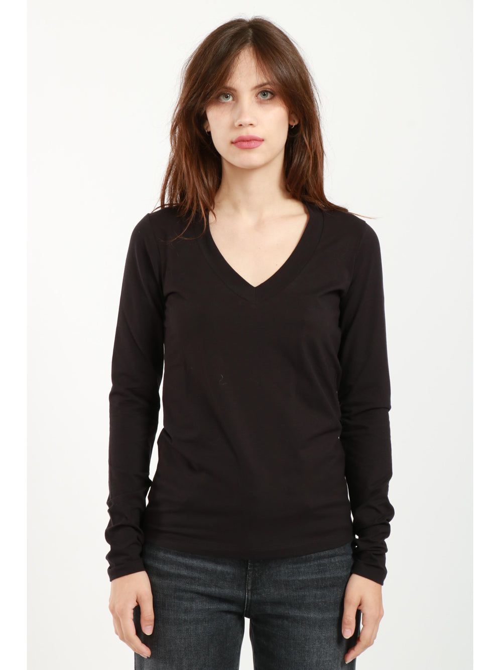 DONDUP T-Shirt in Cotone Nera con Manica Lunga Nero