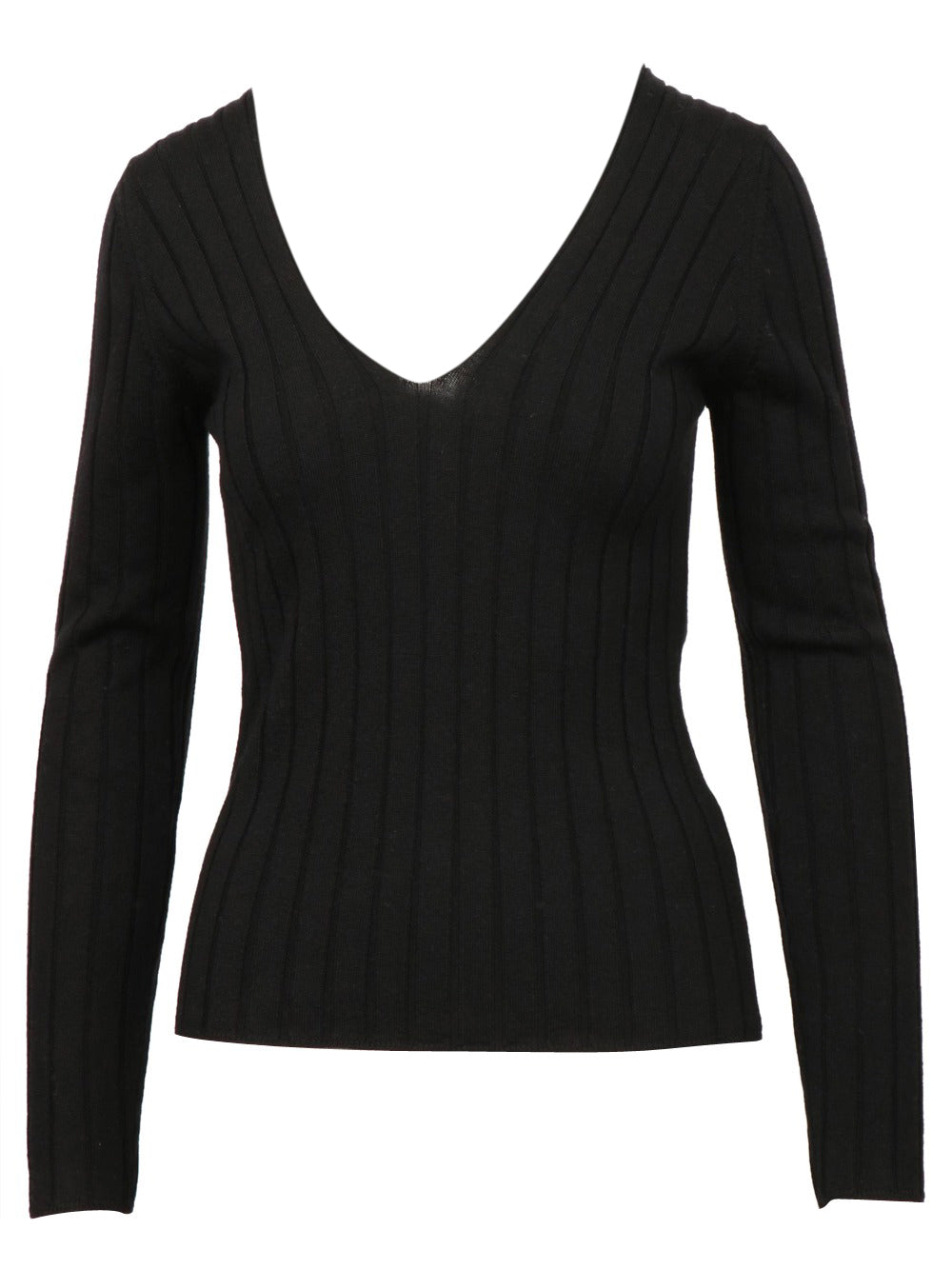 Elvira Black Ribbed Virgin Wool Sweater