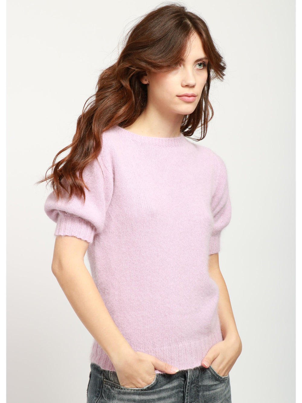 Angora Blend Crewneck Sweater Mauve