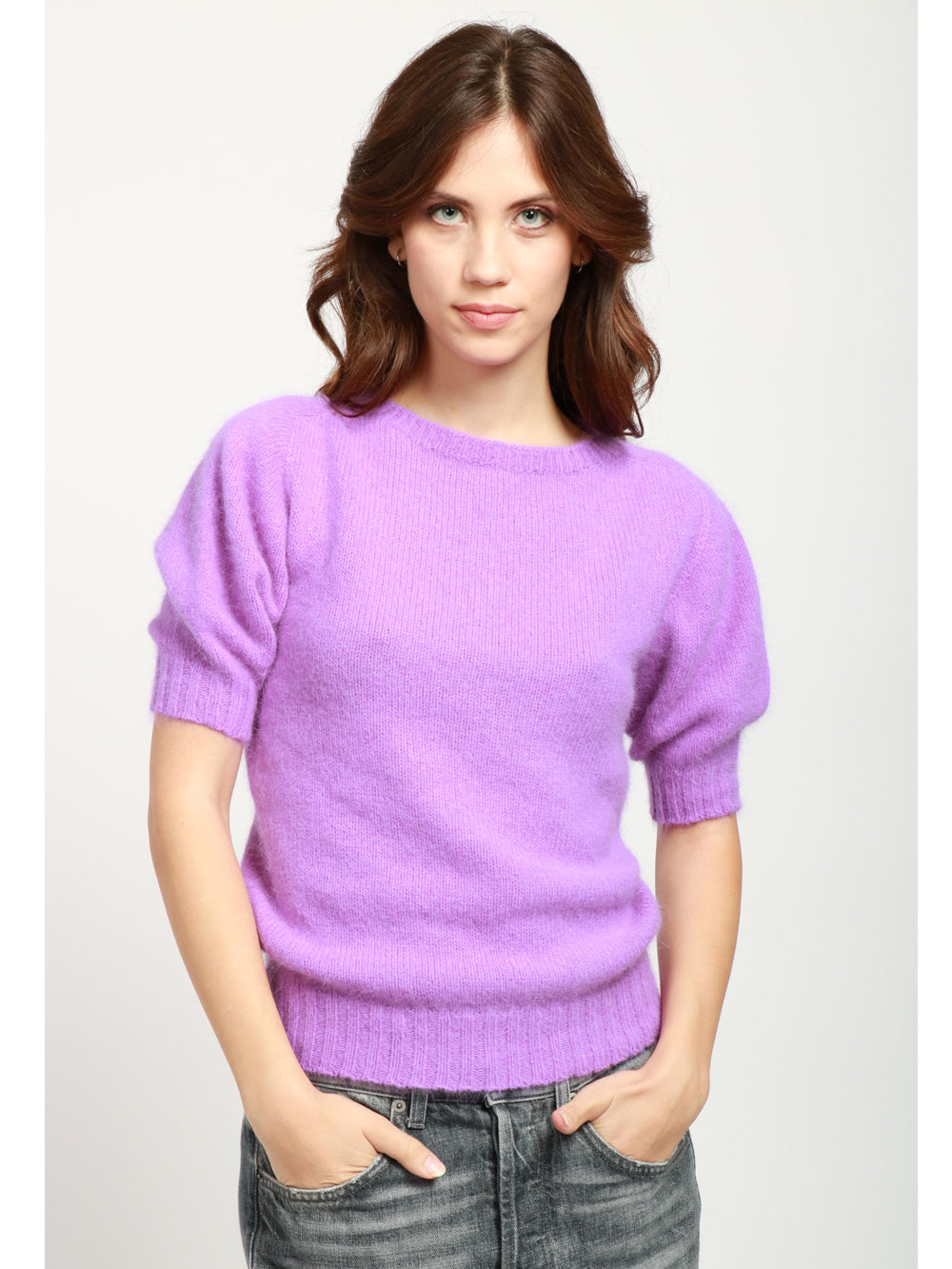 Maglia Girocollo in Misto Angora Viola