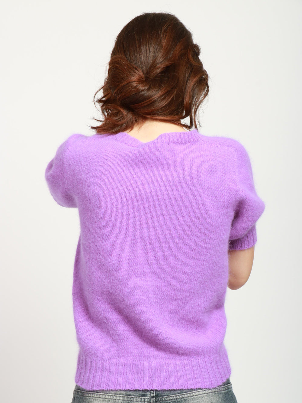 Maglia Girocollo in Misto Angora Viola