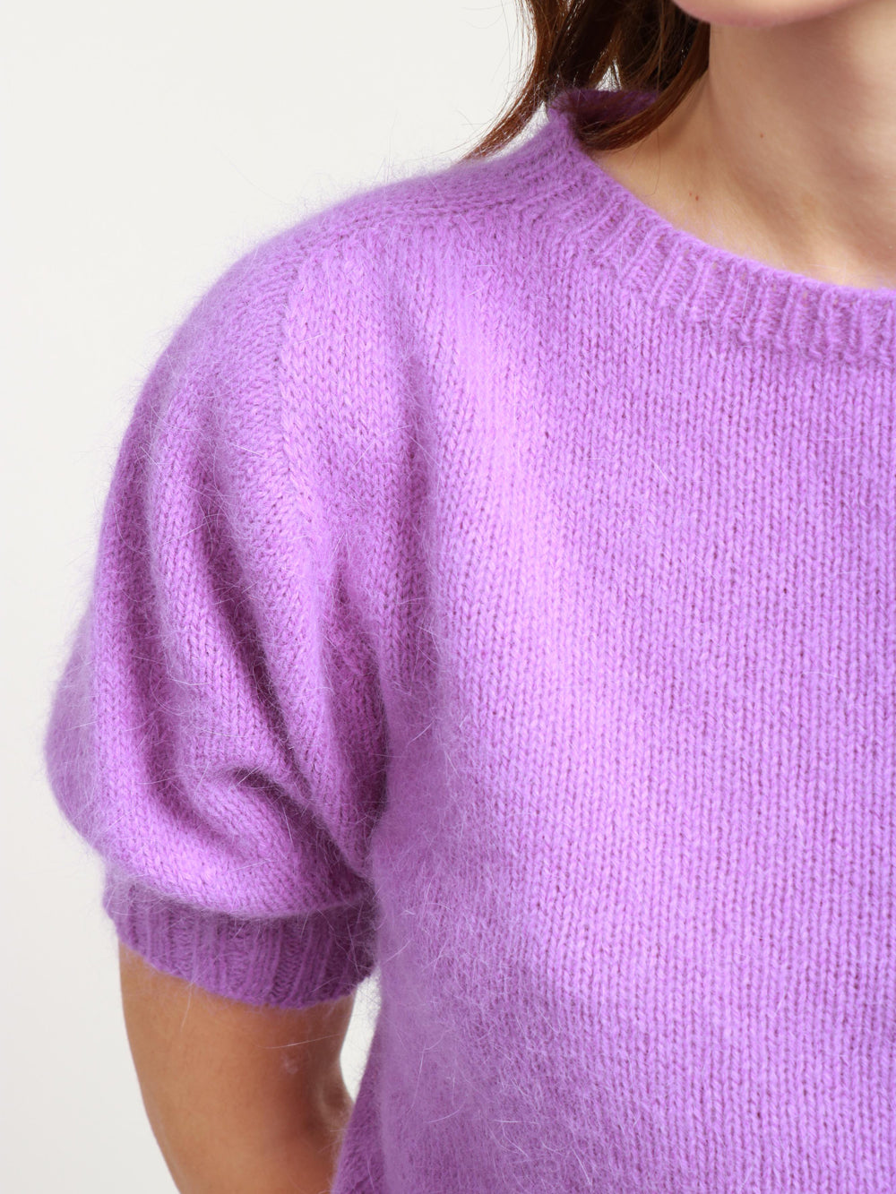 Purple Angora Blend Crewneck Sweater