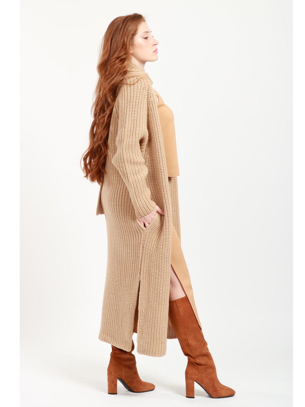 FORTE FORTE Cappotto in Maglia in Lana Vergine Beige Beige