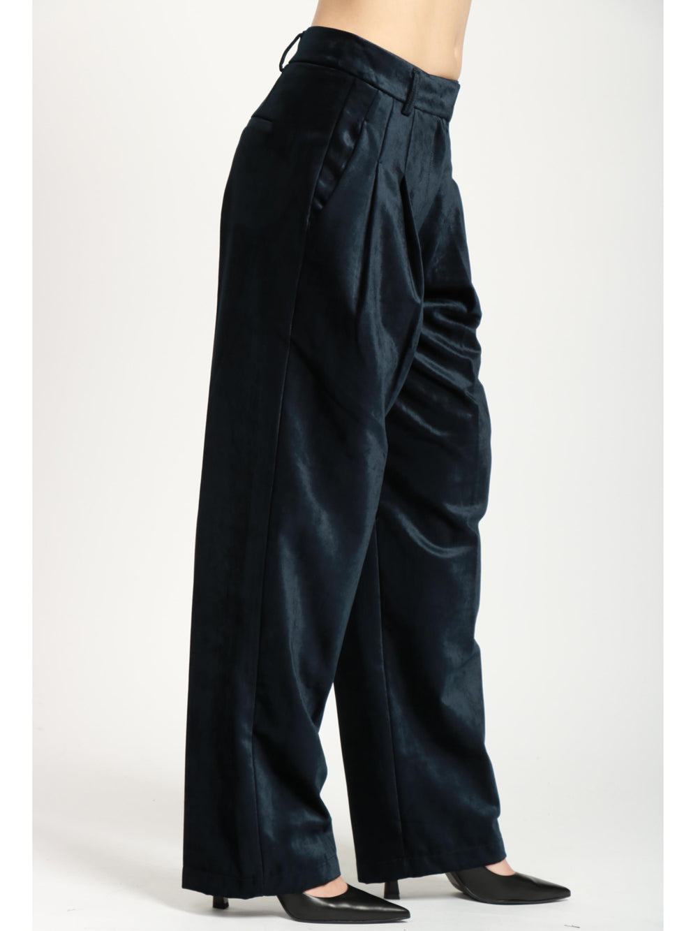 FORTE FORTE Pantaloni in Velluto Blu Notte con Pinces Blu notte