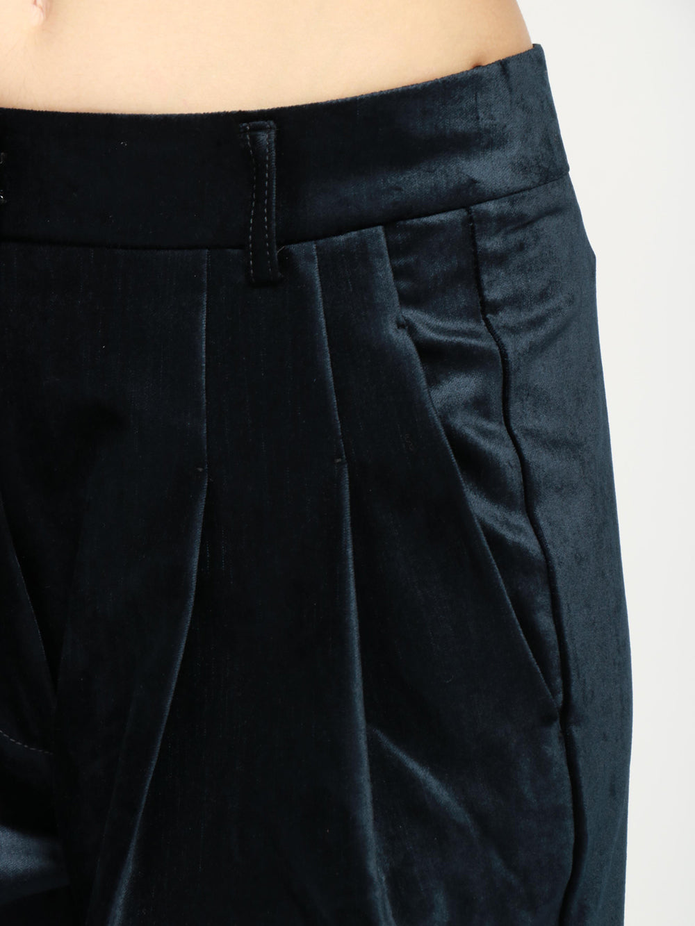 FORTE FORTE Pantaloni in Velluto Blu Notte con Pinces Blu notte