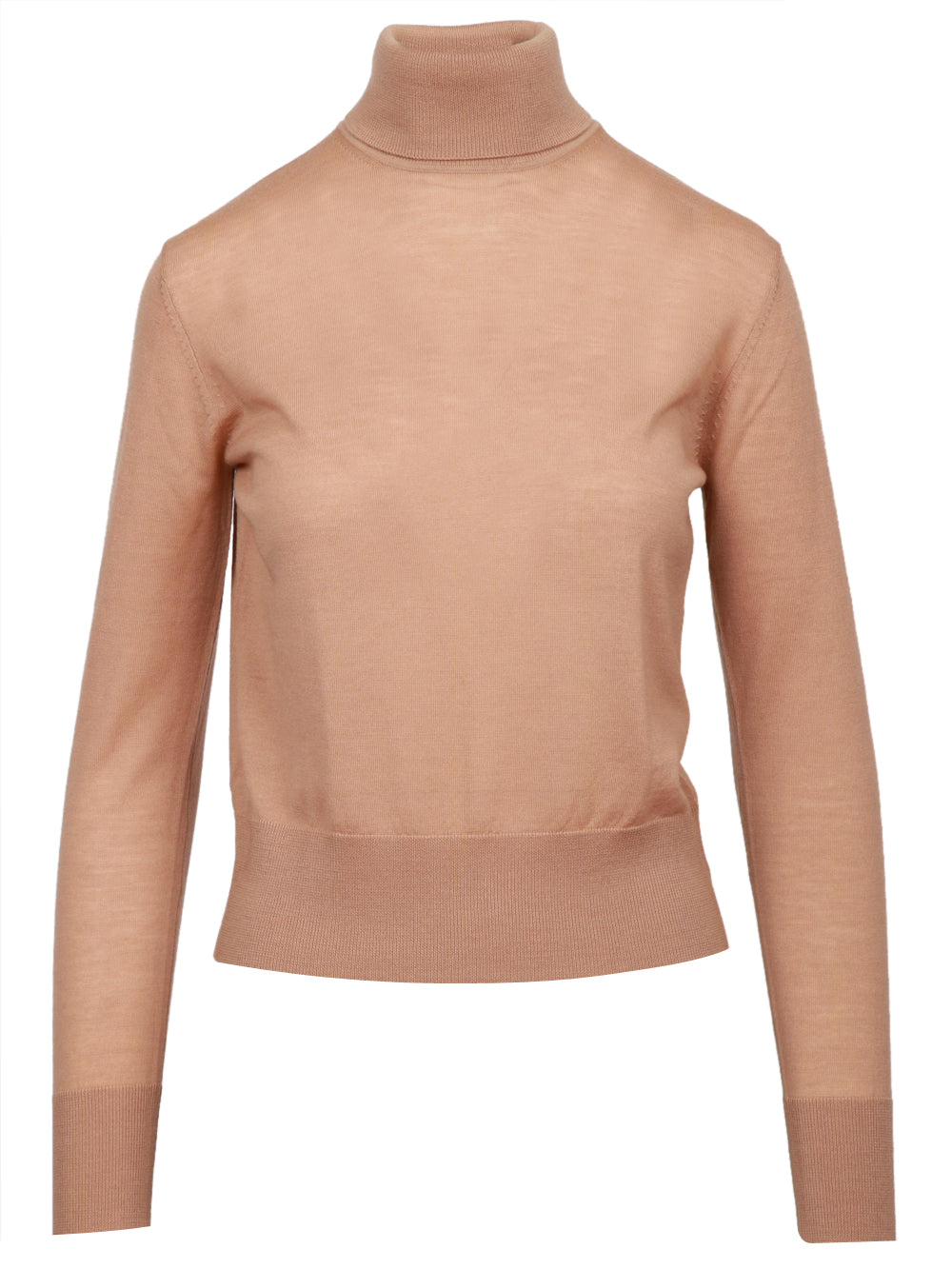 FORTE FORTE Maglia in Lana Vergine Cammello con Collo Alto Camel