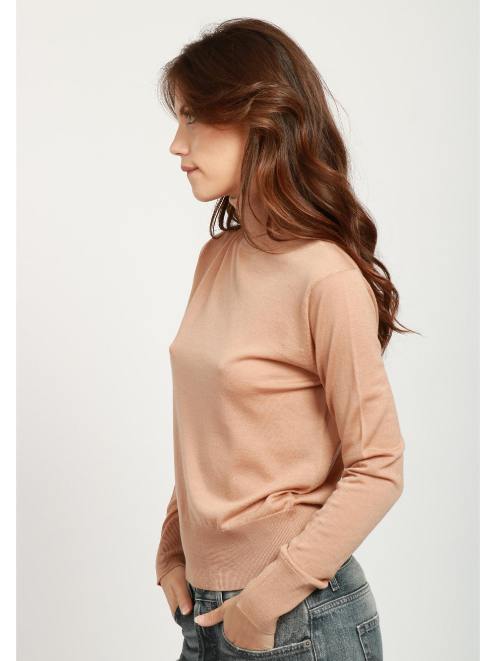 FORTE FORTE Maglia in Lana Vergine Cammello con Collo Alto Camel