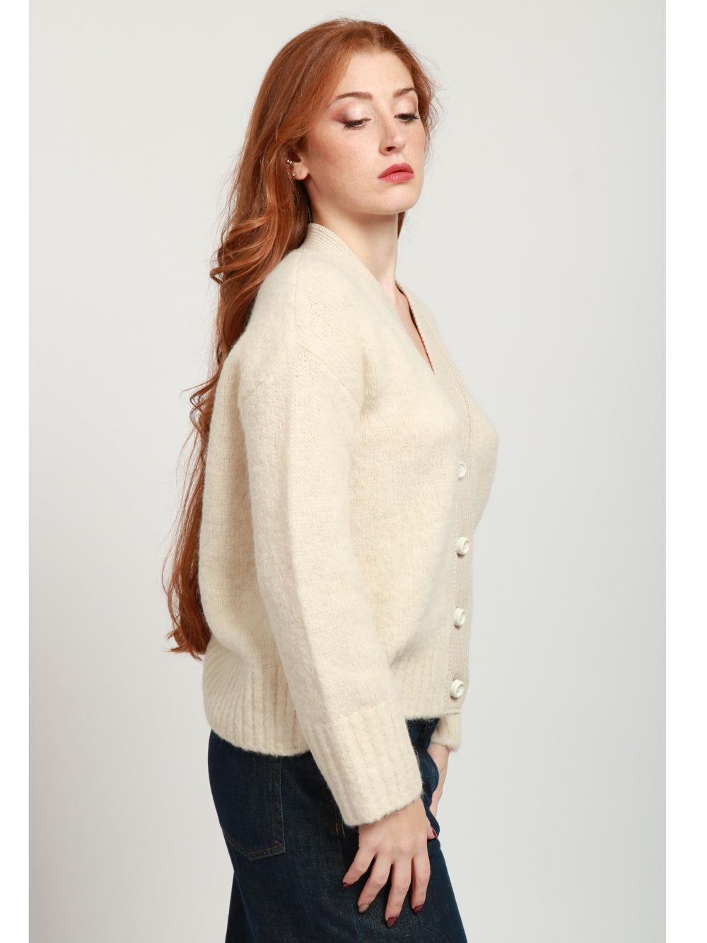 FORTE FORTE Cardigan in Lana e Mohair Avorio Avorio