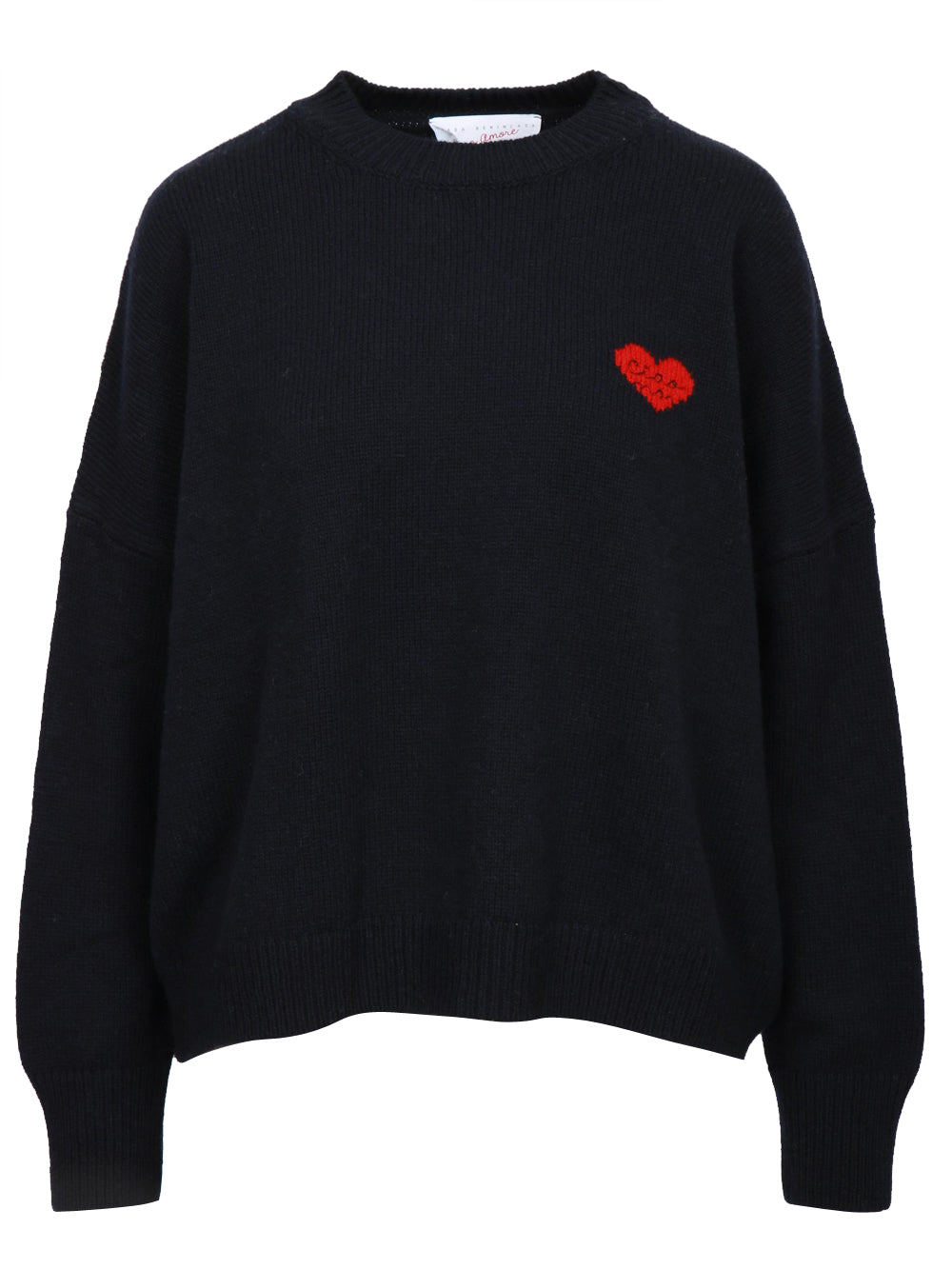 GIADA BENINCASA Maglia Heart Beat in Lana e Cashmere Blu con Cuore Blu