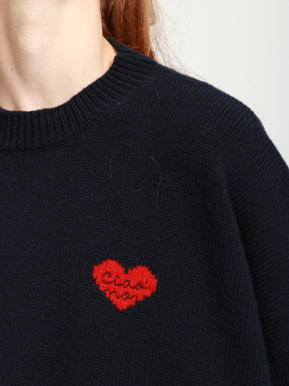 GIADA BENINCASA Maglia Heart Beat in Lana e Cashmere Blu con Cuore Blu