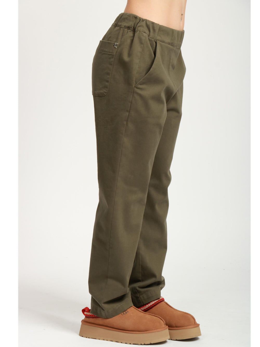 HAPPY25 Pantaloni Allegria in Cotone Verdi Militare Militare