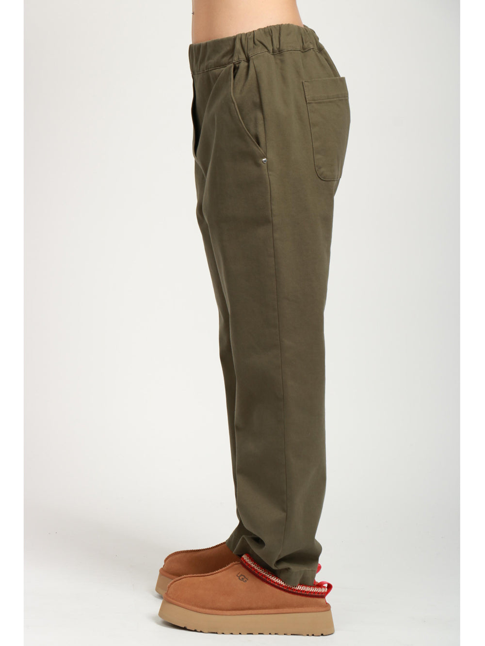 HAPPY25 Pantaloni Allegria in Cotone Verdi Militare Militare