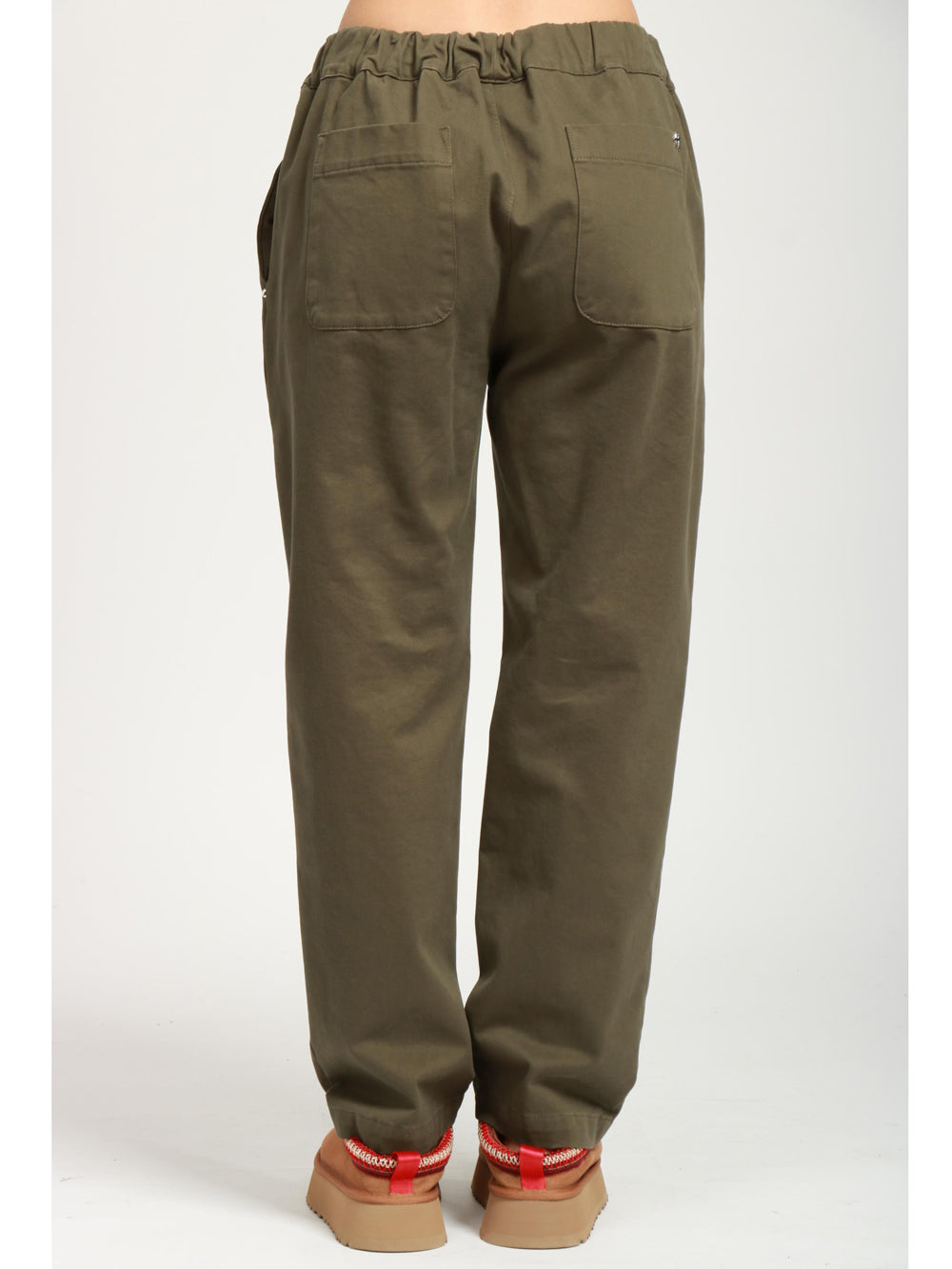 HAPPY25 Pantaloni Allegria in Cotone Verdi Militare Militare