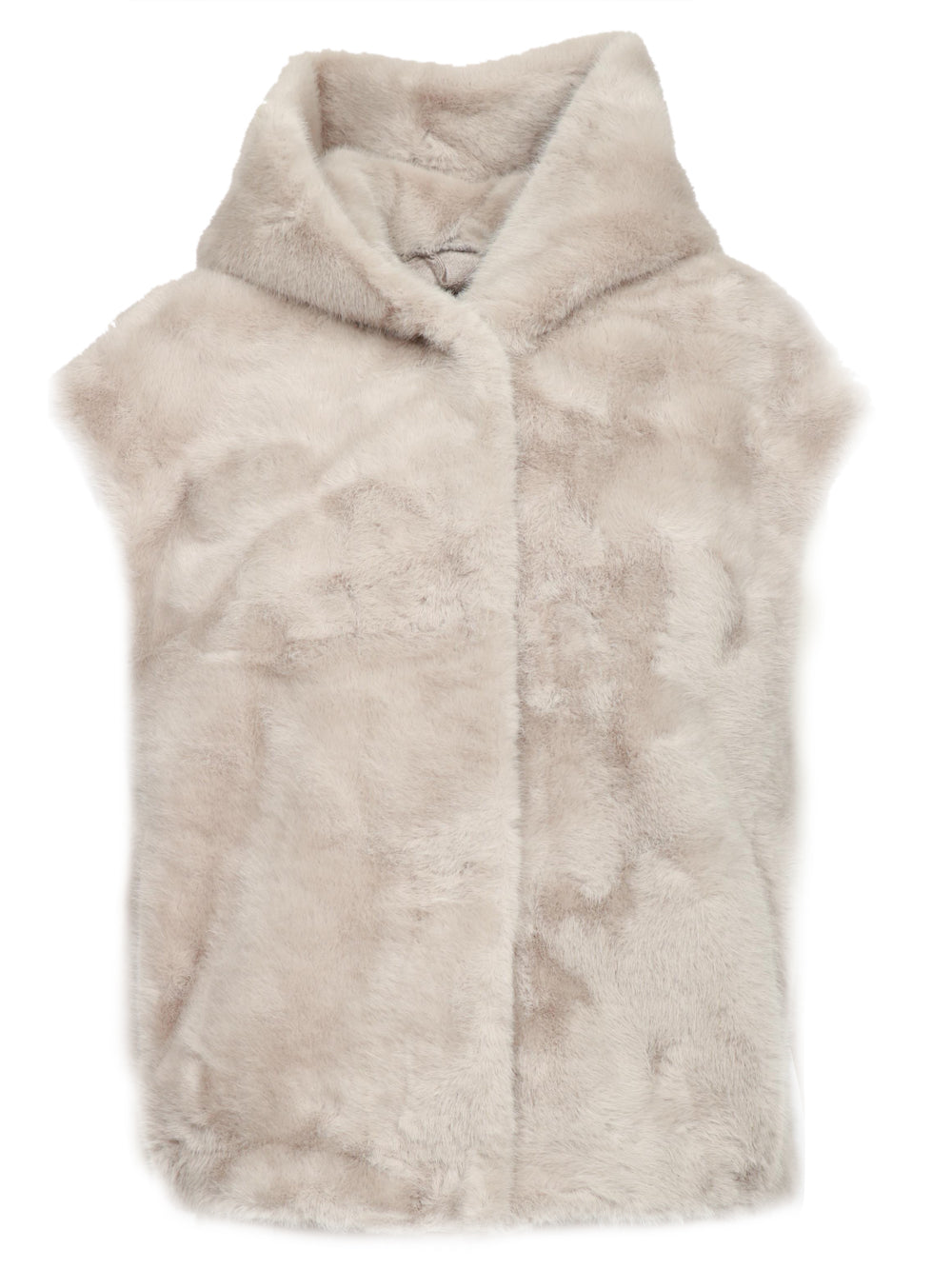 Jamilla Gilet in Ecopelliccia Grigio Perla con Cappuccio Grigio perla