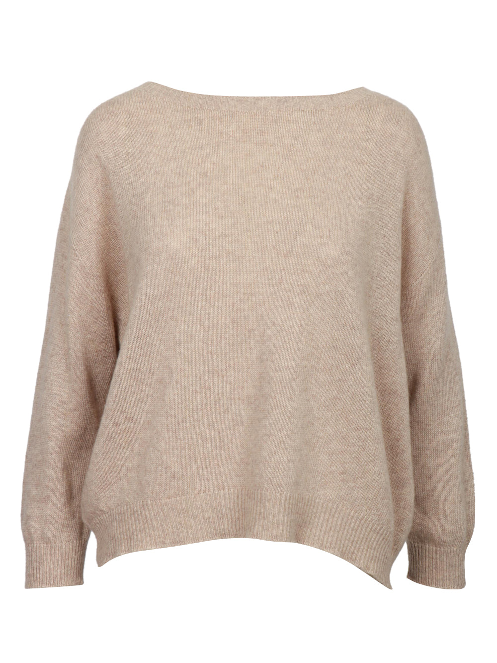 JNJ COUTURE Maglia in Misto Cashmere Tortora con Scollo a Barca Taupe