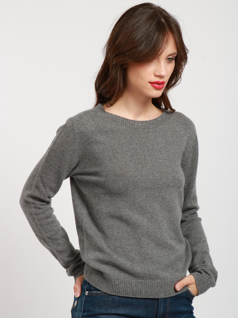 JUCCA Maglia Girocollo in Cashmere Grigia Grigio melange