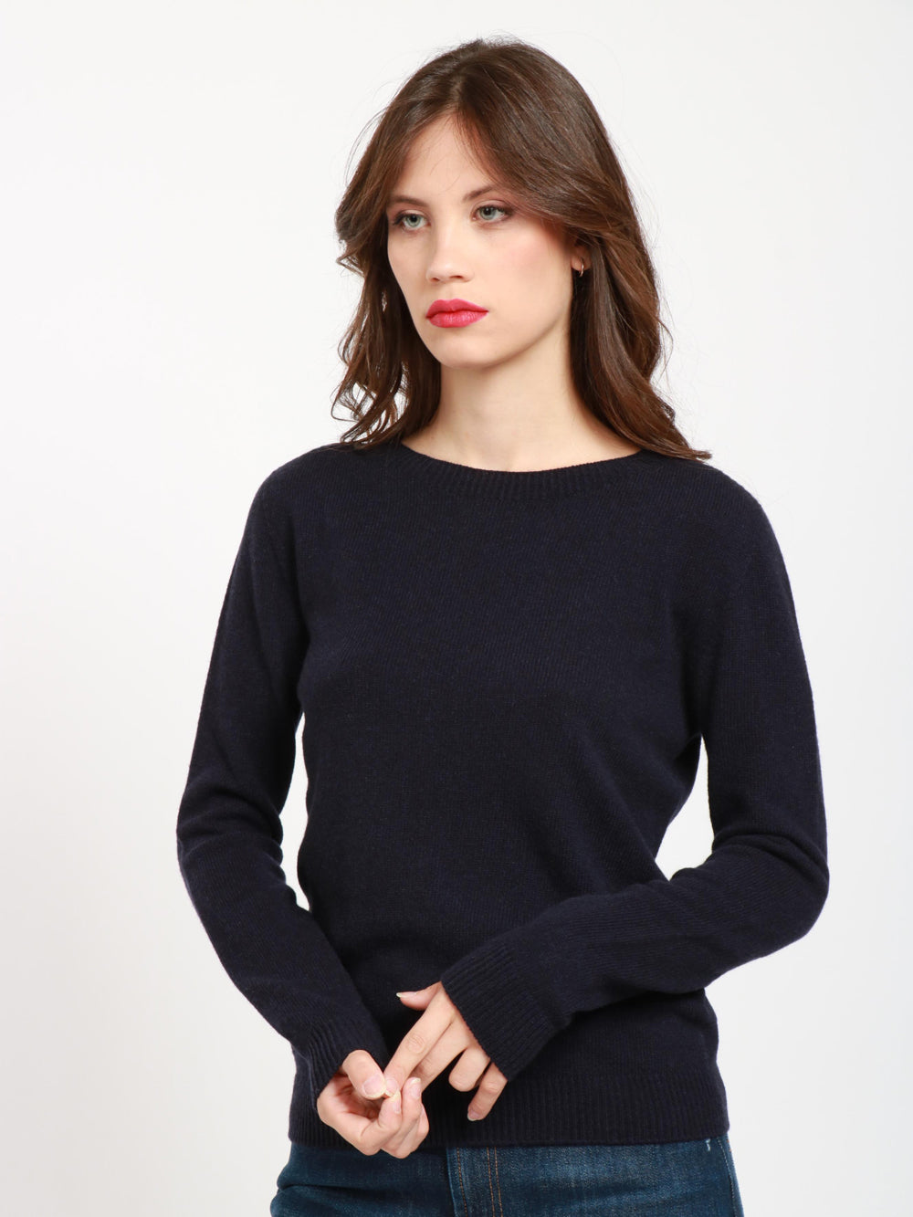 JUCCA Maglia Girocollo in Cashmere Blu Notte Blu scuro