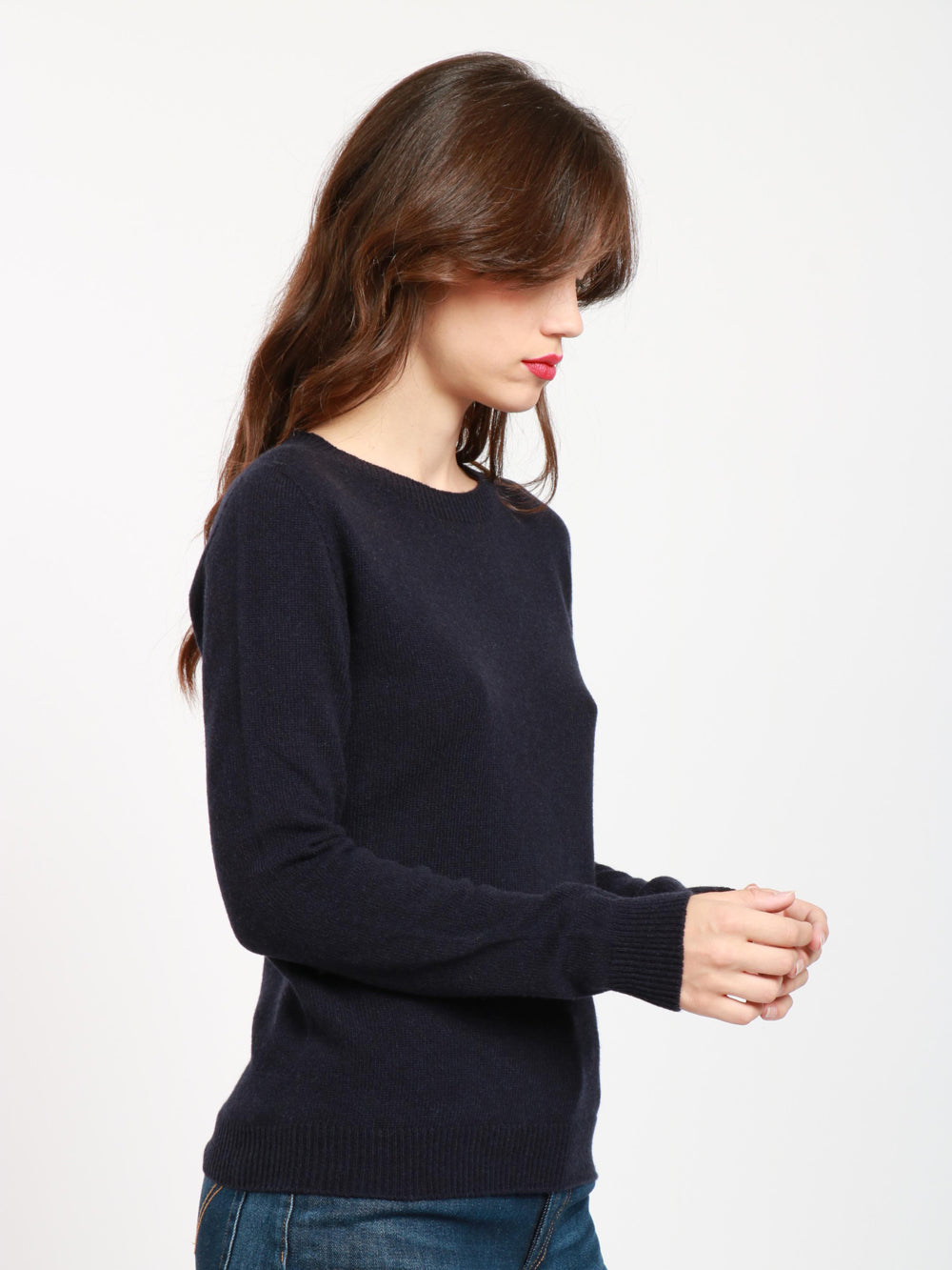 JUCCA Maglia Girocollo in Cashmere Blu Notte Blu scuro