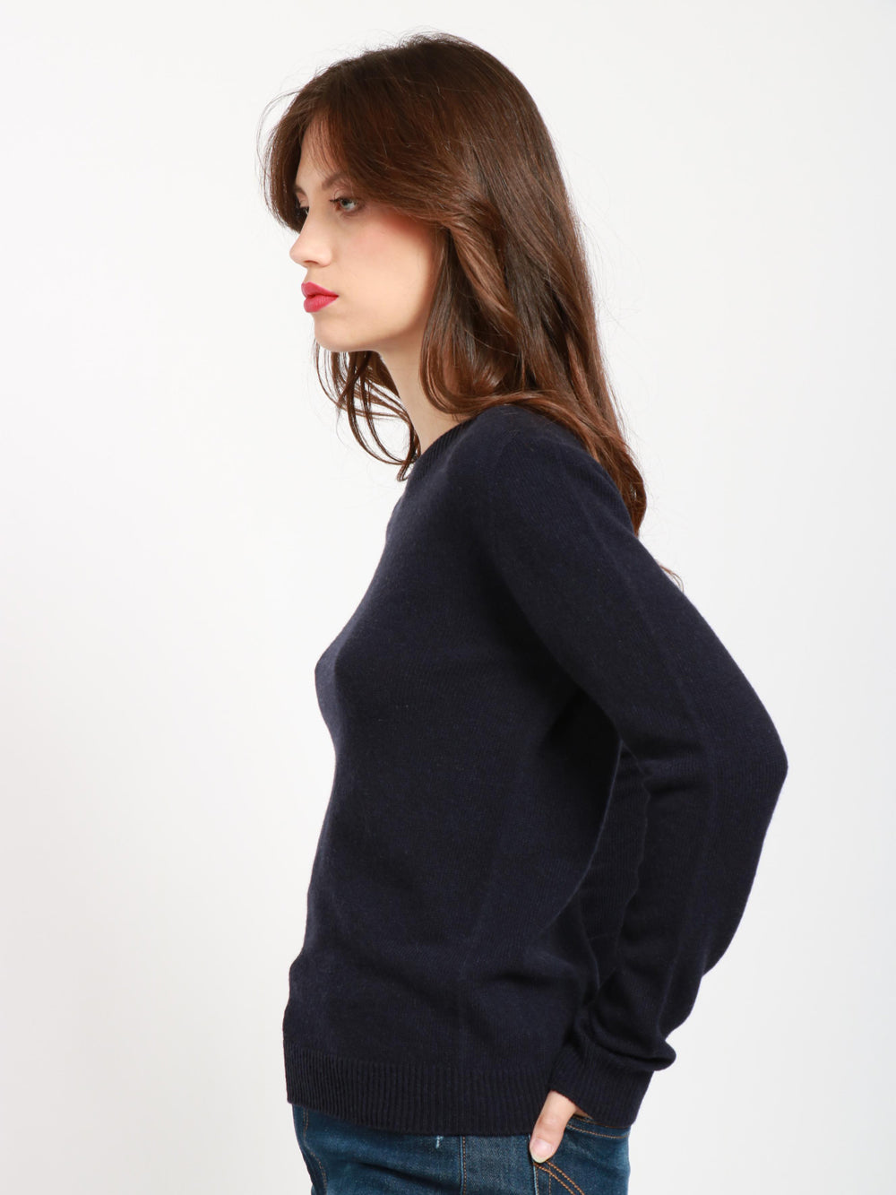 JUCCA Maglia Girocollo in Cashmere Blu Notte Blu scuro