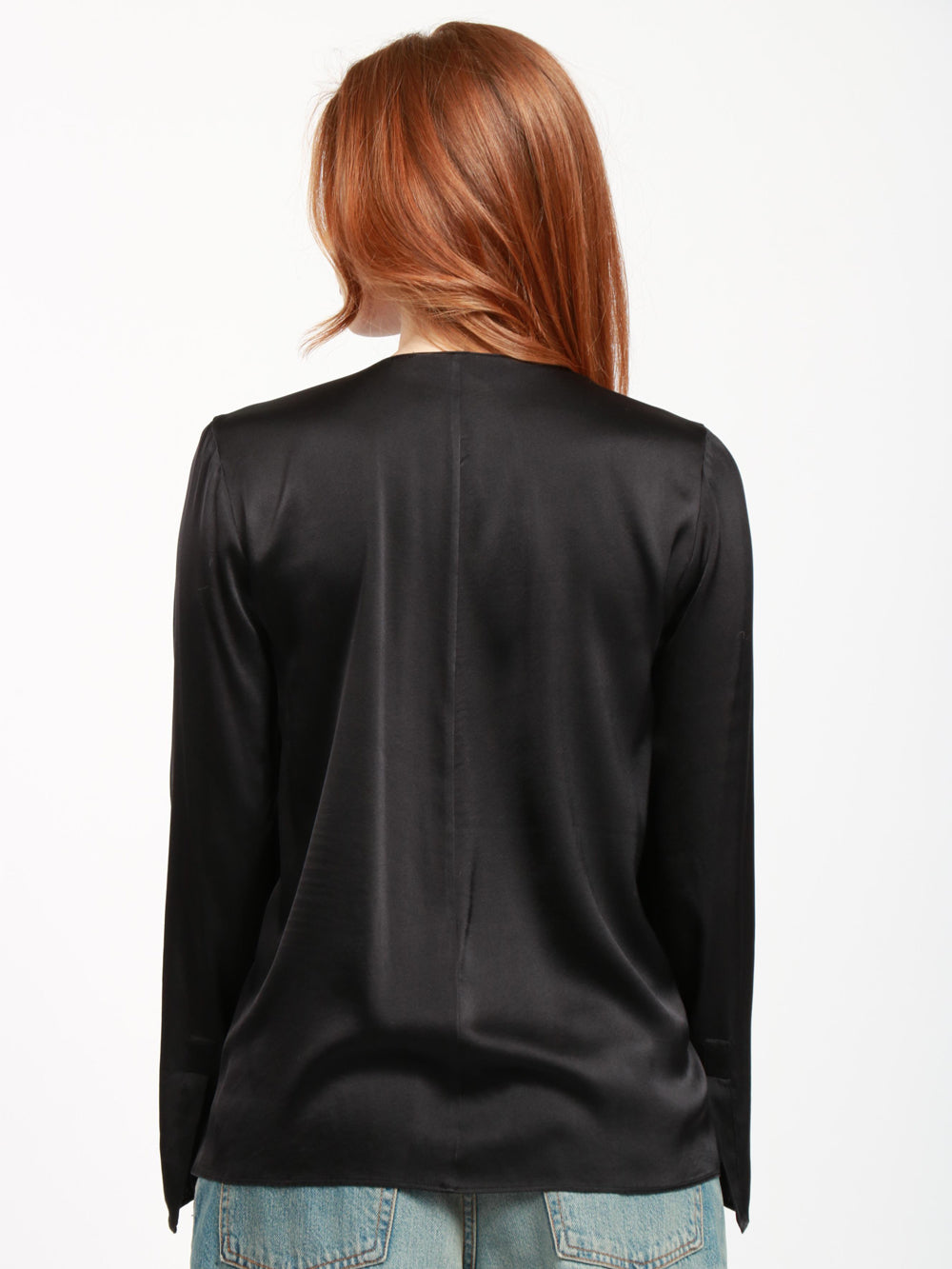 JUCCA Blusa in Seta Nera con Scollo a V Nero