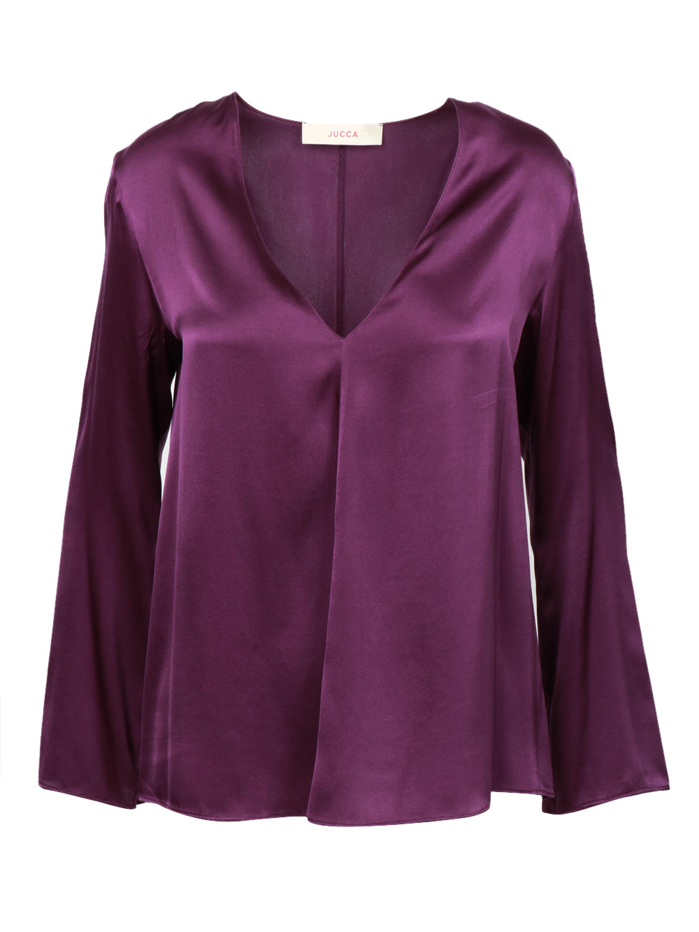 JUCCA Blusa in Seta Viola con Scollo a V Viola