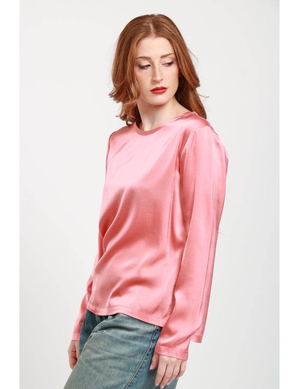 JUCCA Blusa Girocollo in Seta Rosa Pesca