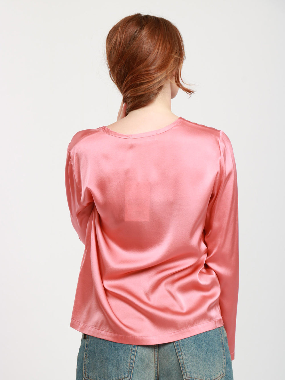 JUCCA Blusa Girocollo in Seta Rosa Pesca