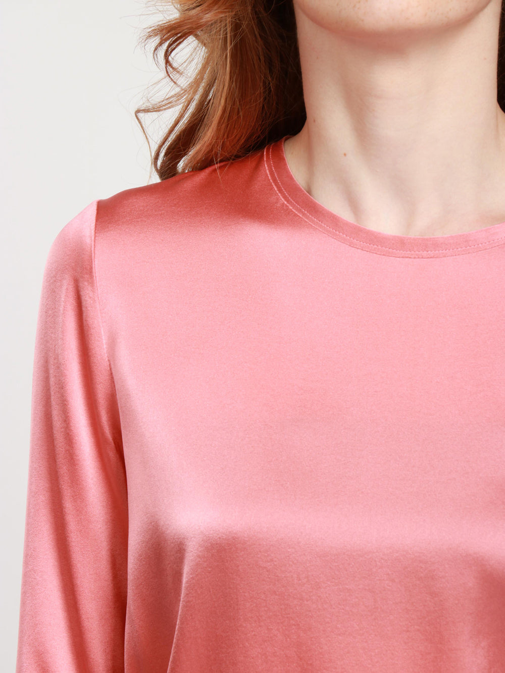 JUCCA Blusa Girocollo in Seta Rosa Pesca