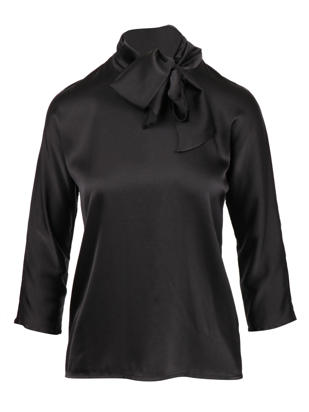 JUCCA Blusa in Seta Nera con Fiocco Nero