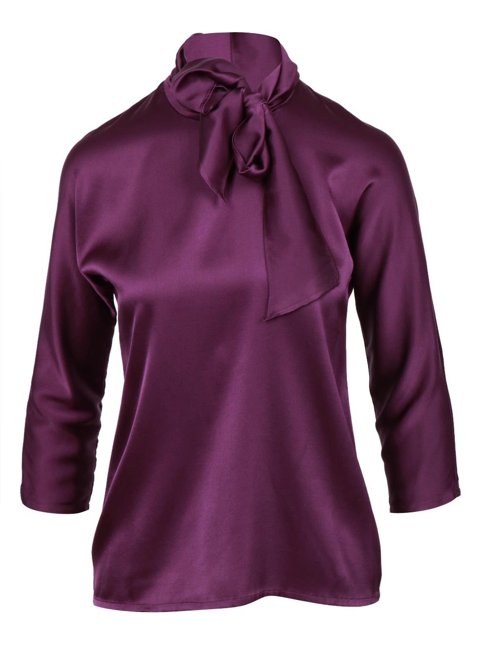 JUCCA Blusa in Seta Viola con Fiocco Viola