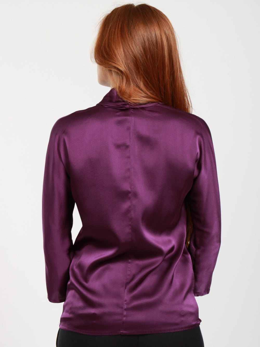 JUCCA Blusa in Seta Viola con Fiocco Viola