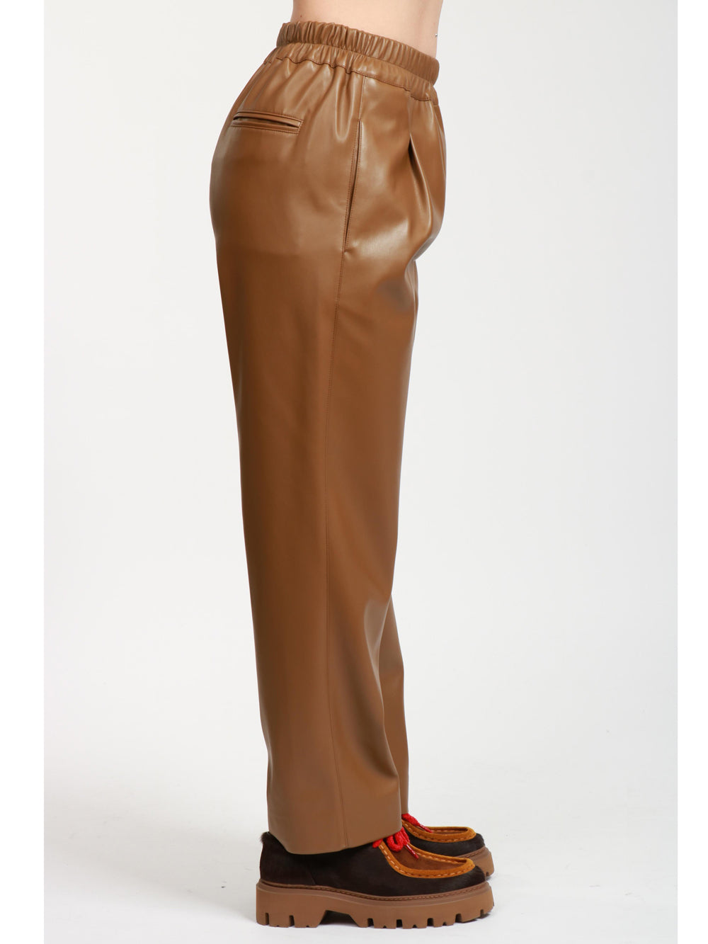 JUCCA Pantaloni Jogger in Ecopelle Cammello Camel