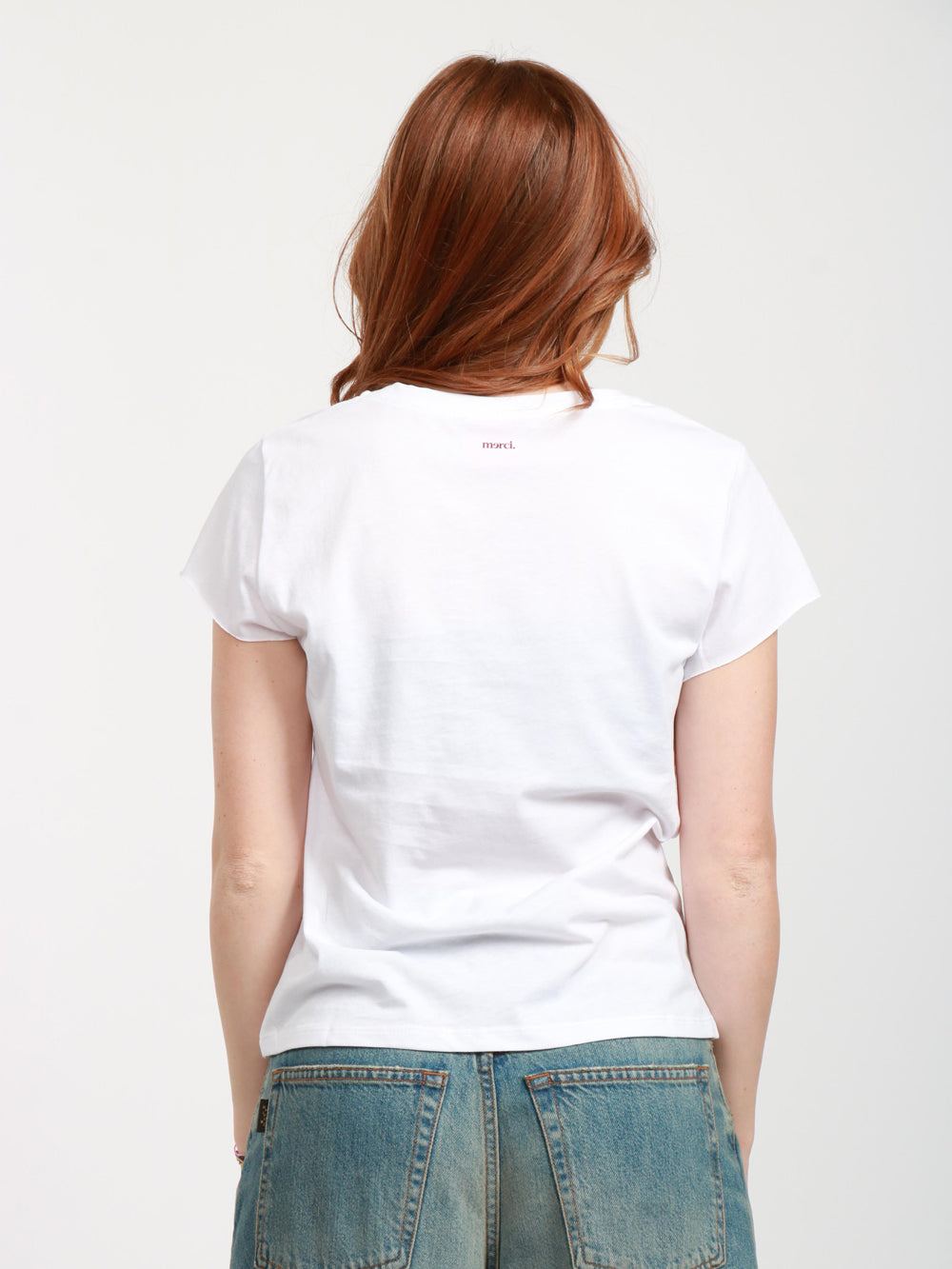 MERCI T-Shirt in Cotone Bianca con Scollo a V Bianco